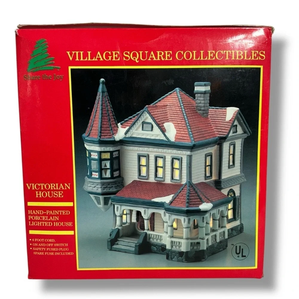 Vintage Victorian Village Illuminated Holiday House Hand Painted Porcelain 1994